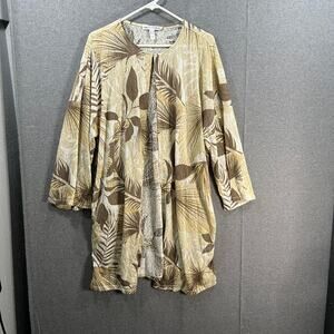 Girl With Curves Knit Palm Cardigan Neutral Palm, Large